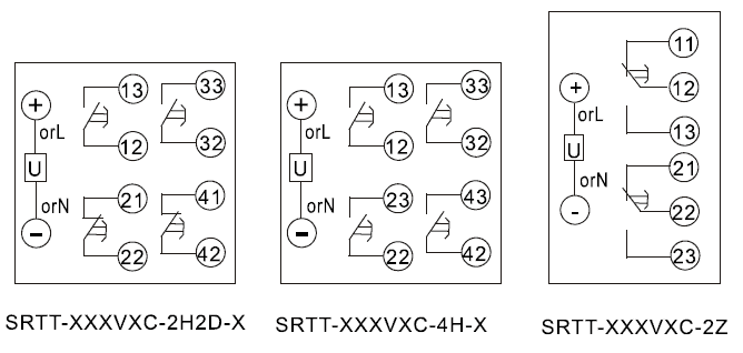 SRTT-110VDC-4H-D内部接線圖