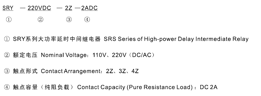 SRY-220VAC-4Z-2ADC型号及其含義