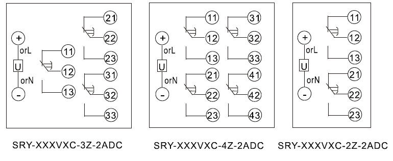 SRY-220VAC-4Z-2ADC内部接線圖